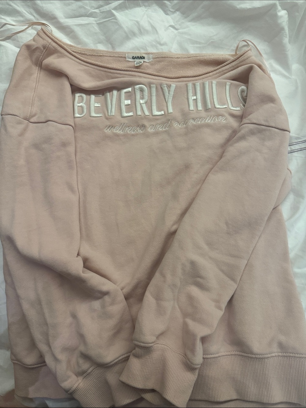 Garage Soft Pink Off-Shoulder 'Beverly Hills' Sweatshirt